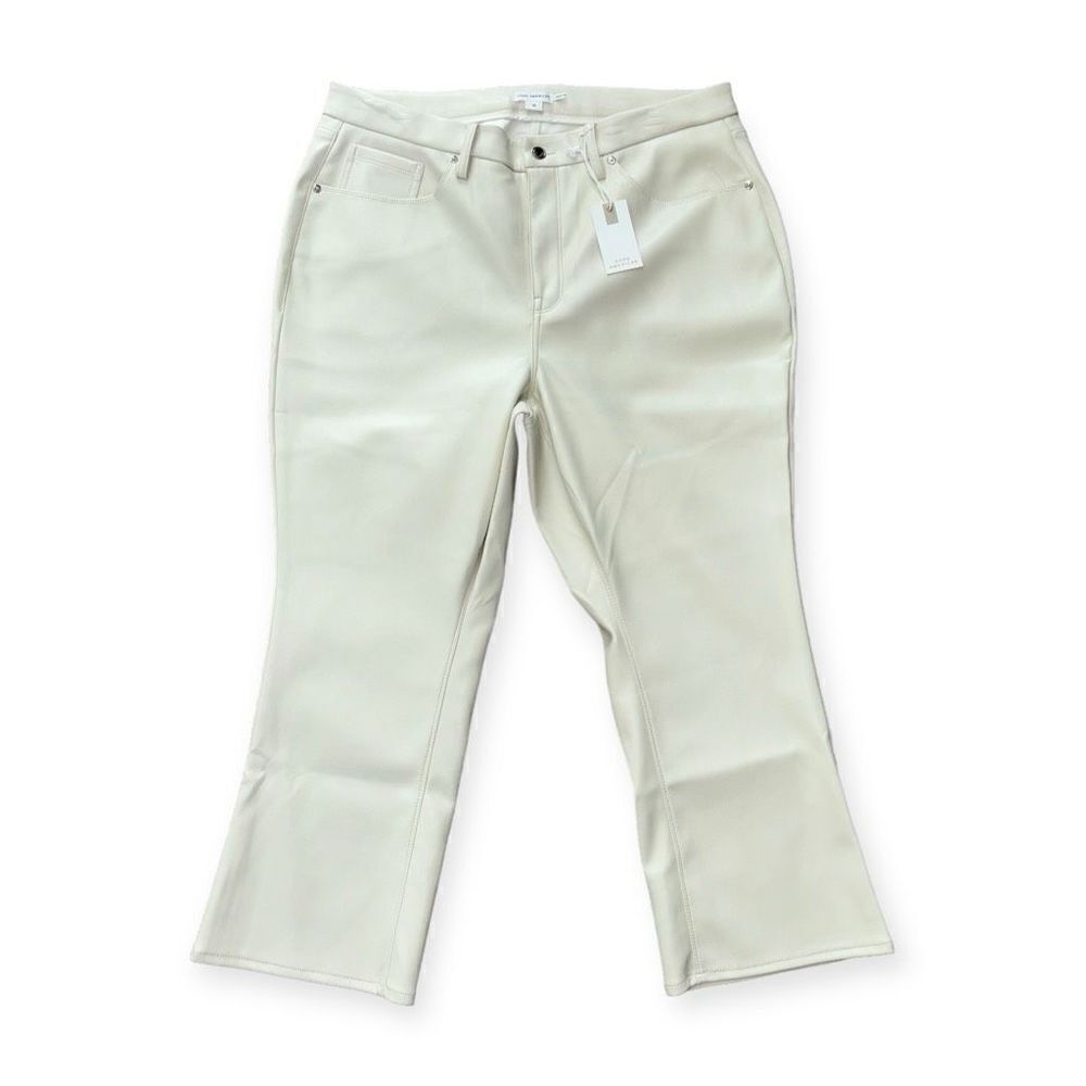 GOOD AMERICAN Good Legs Mini Boot Faux Leather Pant in Bone Size18 NEW - Picture 3 of 14
